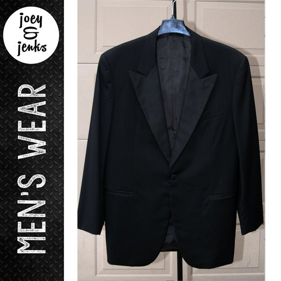 Men's Gianluca Isaia Black Wool Tuxedo Dinner Smoking Formal Jacket US Size 43R - Picture 1 of 16